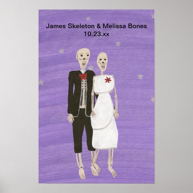 Halloween Skeleton Couple Wedding Poster (Front)