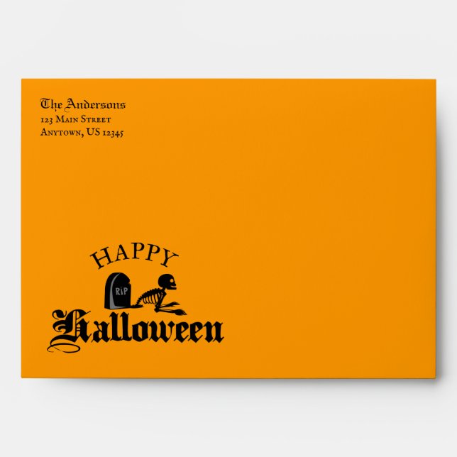 Halloween Skeleton Crawling Out Of Grave Envelopes (Front)