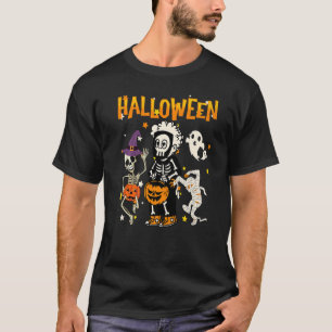 Halloween Skeleton Cute Kids 2022  Pumpkin Retro S T-Shirt