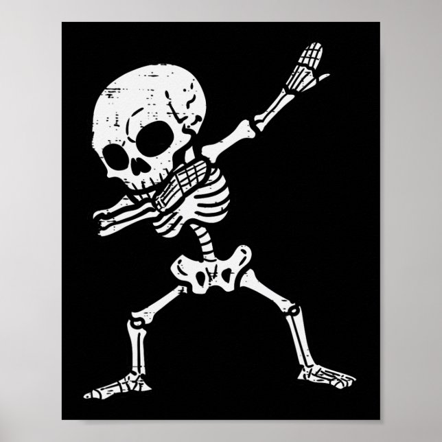 Halloween Skeleton Dabbing Costume Boys Girls Kids Poster (Front)