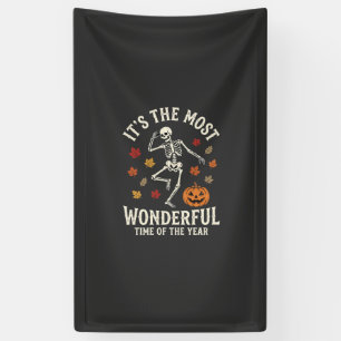 Halloween Skeleton Dance Pumpkin Fall Banner