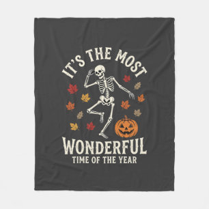 Halloween Skeleton Dance Pumpkin Fall Fleece Blanket