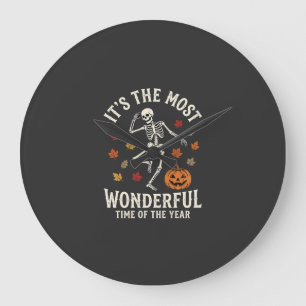 Halloween Skeleton Dance Pumpkin Fall Large Clock