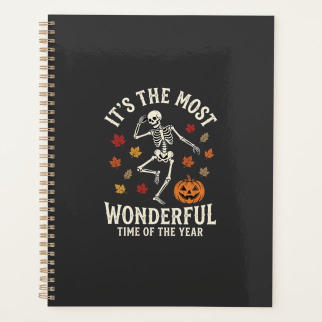 Halloween Skeleton Dance Pumpkin Fall Planner (Front)