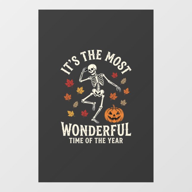 Halloween Skeleton Dance Pumpkin Fall Window Cling (Sheet)
