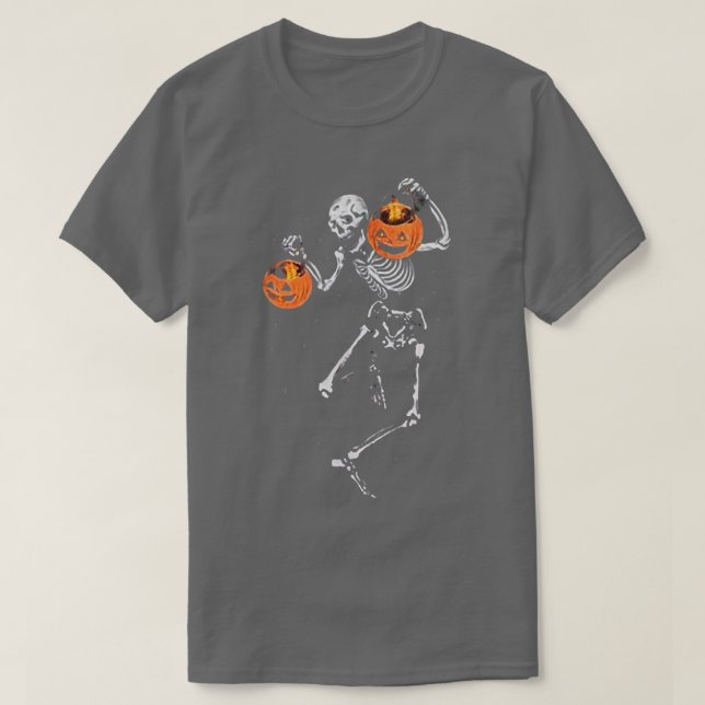 Halloween Skeleton Dancing Candy Pumpkin JackoLant T-Shirt (Design Front)