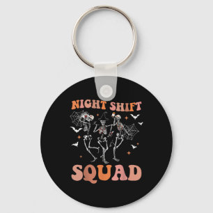 Halloween Skeleton Dancing Nurse Night Squad Shift Key Ring