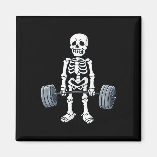 Halloween Skeleton Deadlift Fun Fitness Weightlift Magnet
