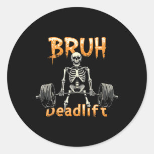 Halloween Skeleton Deadlift Funny Fitness Weightli Classic Round Sticker