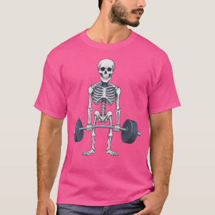 Halloween Skeleton Deadlift Funny Fitness Weightli T-Shirt