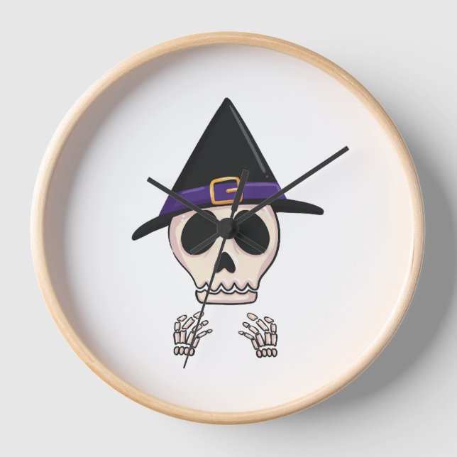 Halloween Skeleton design, Spooky Halloween Clock (Front)