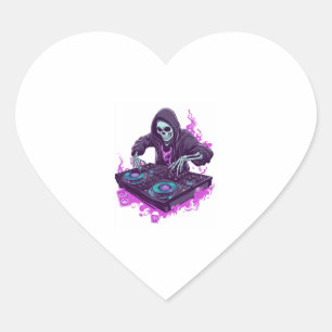 Halloween Skeleton DJ Heart Sticker