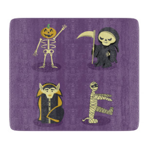 Halloween Skeleton Dracula Mummy Grim Reaper Cutting Board