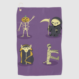 Halloween Skeleton Dracula Mummy Grim Reaper Golf Towel