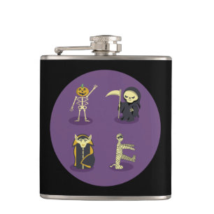 Halloween Skeleton Dracula Mummy Grim Reaper Hip Flask