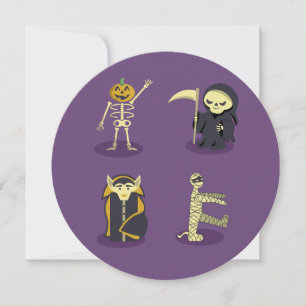 Halloween Skeleton Dracula Mummy Grim Reaper Invitation