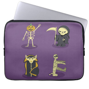 Halloween Skeleton Dracula Mummy Grim Reaper Laptop Sleeve