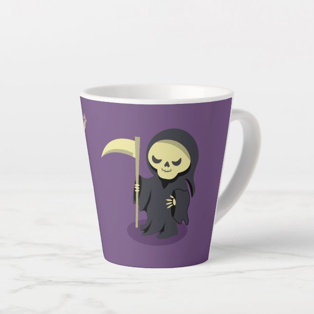 Halloween Skeleton Dracula Mummy Grim Reaper Latte Mug (Right Angle)