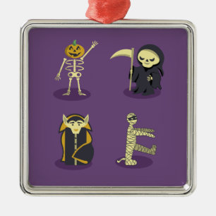 Halloween Skeleton Dracula Mummy Grim Reaper Metal Tree Decoration