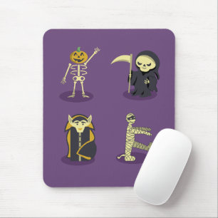 Halloween Skeleton Dracula Mummy Grim Reaper Mouse Mat