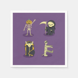 Halloween Skeleton Dracula Mummy Grim Reaper Napkin