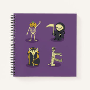 Halloween Skeleton Dracula Mummy Grim Reaper Notebook