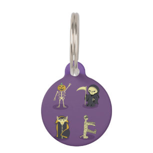 Halloween Skeleton Dracula Mummy Grim Reaper Pet Tag