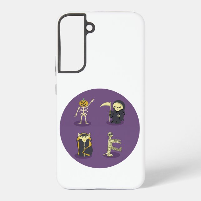 Halloween Skeleton Dracula Mummy Grim Reaper Samsung Galaxy S22+ Case (Back)