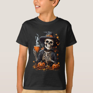 Halloween Skeleton Drinking Coffee Horror For Wome T-Shirt