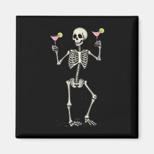 Halloween Skeleton Drinking Cosmopolitan Tail Magnet