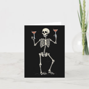 Halloween Skeleton Drinking Manhattan Tail Card
