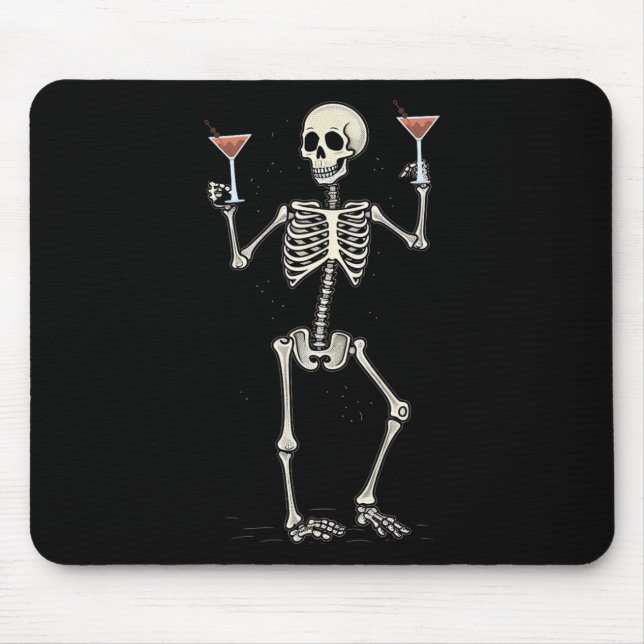 Halloween Skeleton Drinking Manhattan Tail  Mouse Mat (Front)