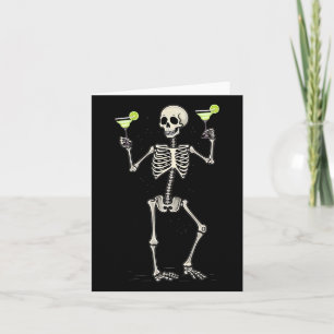 Halloween Skeleton Drinking Margarita Tail  Card