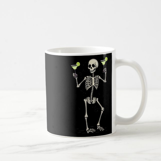 Halloween Skeleton Drinking Margarita Tail  Coffee Mug (Right)