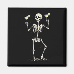 Halloween Skeleton Drinking Margarita Tail  Magnet