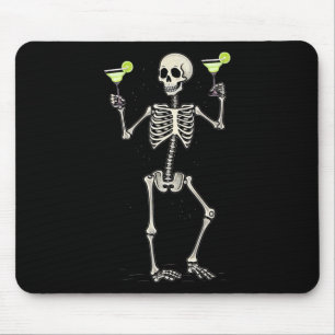 Halloween Skeleton Drinking Margarita Tail  Mouse Mat