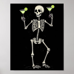 Halloween Skeleton Drinking Margarita Tail  Poster