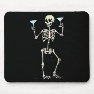 Halloween Skeleton Drinking Martini Tail Mouse Mat