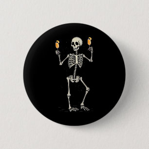 Halloween Skeleton Drinking Peach Bellini Tail 6 Cm Round Badge