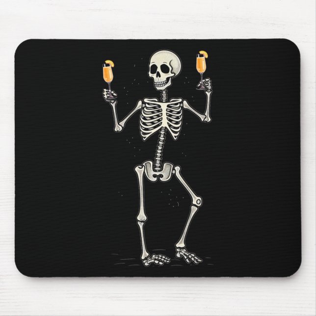 Halloween Skeleton Drinking Peach Bellini Tail  Mouse Mat (Front)