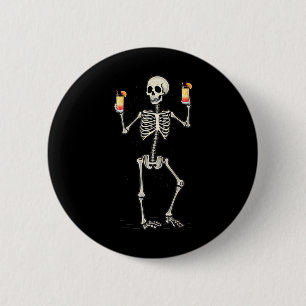 Halloween Skeleton Drinking Tequila Sunrise Tail  6 Cm Round Badge
