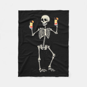 Halloween Skeleton Drinking Tequila Sunrise Tail  Fleece Blanket