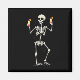 Halloween Skeleton Drinking Tequila Sunrise Tail Magnet
