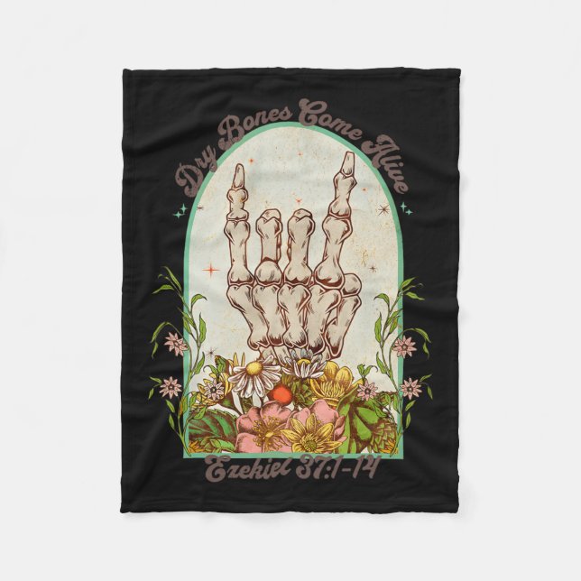 Halloween Skeleton Dry Bones Come Alive Bible Vers Fleece Blanket (Front)