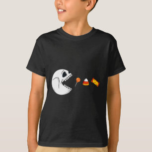 Halloween Skeleton Eats Candy Fun Boys Girls Kids T-Shirt