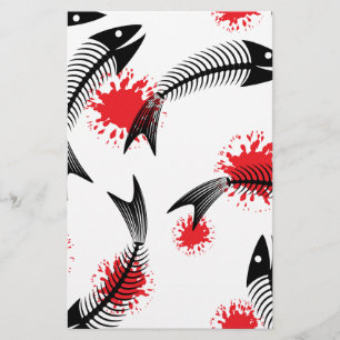 halloween skeleton fish stationery
