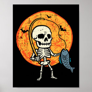 Halloween Skeleton Fishing Costume Fisherman Men B Poster