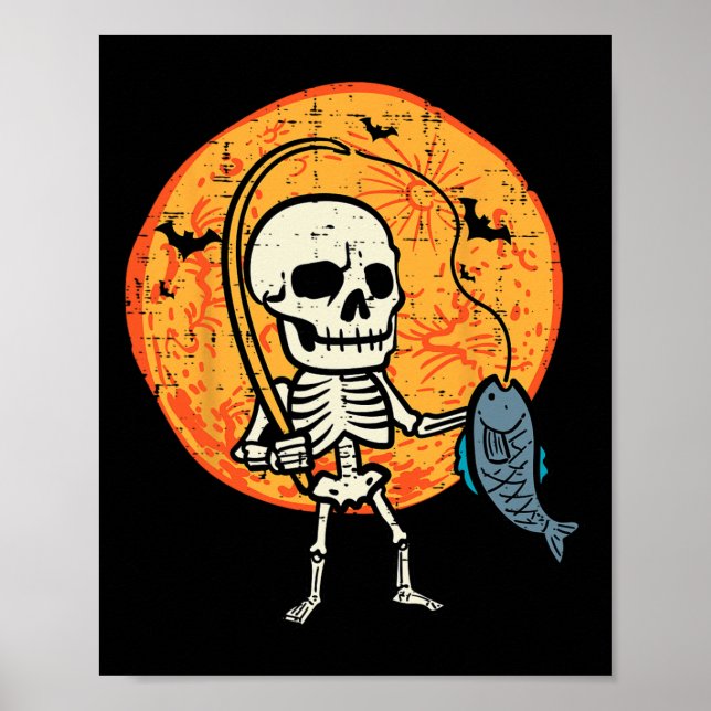 Halloween Skeleton Fishing Costume Fisherman Men B Poster (Front)