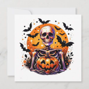 Halloween skeleton flat card