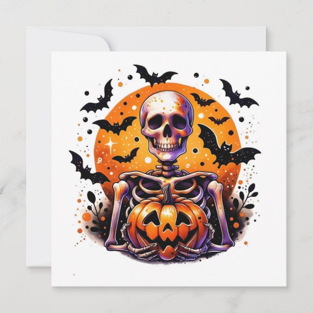 Halloween skeleton flat card (Front)